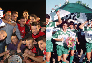 מכבי חיפה 93/94 והפועל תל אביב 2010 (צילום: רוני שיצר ואודי נבון)