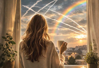 אישה בחלון (צילום: AI)