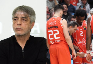 שחקני הפועל תל אביב ואלי אוחנה (צילום: דני מרון וניב אהרונסון)