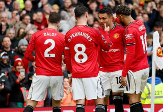 שחקני מנצ'סטר יונייטד חוגגים (צילום: Richard Sellers/Allstar / Contributor)