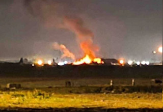 שריפה במתקן דיפלומטי אמריקאי בעיראק (צילום: צילום מסך)