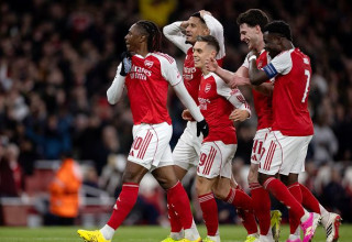 שחקני ארסנל חוגגים (צילום: Gettyimages)