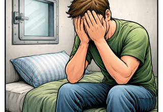 גבר בממ"ד (צילום: AI)