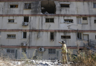 הרס בקריית שמונה (צילום: JALAA MAREY/AFP via Getty Images)