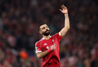 מוחמד סלאח שחקן ליברפול חוגג (צילום: אימג'בנק  GettyImages)