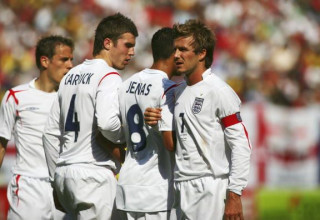 דיוויד בקהאם ומייקל קאריק בימיהם יחד בנבחרת אנגליה (צילום: Ben Radford)