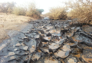 הבוקר שאחרי הדליפה בשטח שמורת הטבע עברונה (צילום: ניצן שגב רשות הטבע והגנים)