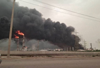 התקיפות במשהאר (צילום: רשתות איראניות)