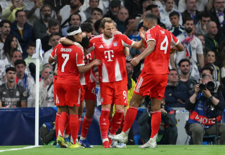 שחקני באיירן מינכן חוגגים (צילום: GettyImages, David Ramos - UEFA)