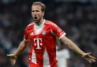 הארי קיין שחקן באיירן מינכן חוגג שער (צילום: GettyImages, OSCAR DEL POZO/AFP)