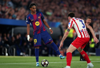 לאמין ימאל שחקן ברצלונה נגד אתלטיקו מדריד (צילום: GettyImages)