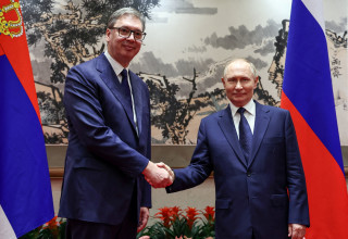 ולדימיר פוטין ואלכסנדר ווצ'יץ' (צילום: רויטרס)