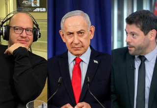 מתן חודורוב, בנימין נתניהו, חיים לוינסון (צילום: 103FM, GETTYIMAGES, צילום מסך ערוץ 13)