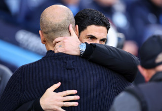 איזה משחק ענק. מיקל ארטטה עם פפ גווארדיולה (צילום: GettyImages, Robbie Jay Barratt - AMA)