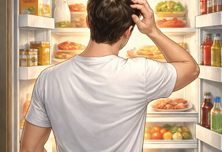 עמידה מול המקרר (צילום: AI)