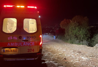 צוותי מד"א בשטח פתוח סמוך לדליית אל כרמל (צילום: תיעוד מבצעי מד"א)