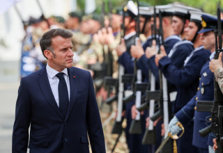 עמנואל מקרון בביקור בקפריסין (צילום: רויטרס)