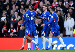 שחקני צ'לסי חוגגים, קול פאלמר במרכז (צילום: רויטרס)