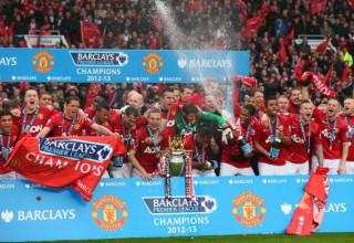 שחקני יונייטד חוגגים את האליפות. 2013 (צילום: Gettyimages)