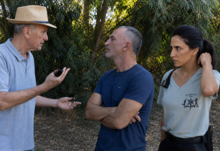 אבי נשר, מגי אזרזר ושלום מיכאלשווילי (צילום: חנה ורשקוב)
