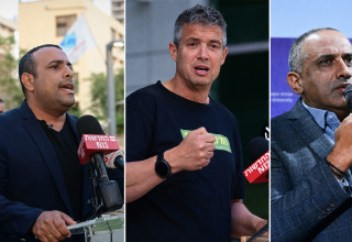 יועז הנדל, דדי שמחי ואביר קארה (צילום: אבשלום ששוני, פלאש 90)