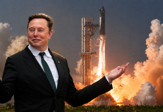 אילון מאסק על רקע שיגור חללית של SPACEX (צילום: רויטרס)