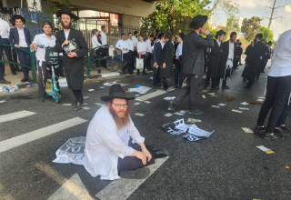 הפגנת חרדים בכביש 4 (צילום: איתן אלחדז-ברק/TPS)