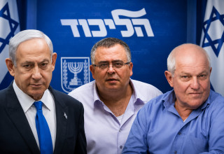 בנימין נתניהו, חיים כץ, דוד ביטן (צילום: פלאש 90)