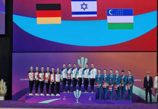 ישראל בראש הפודיום (צילום: אתר רשמי, איגוד ההתעמלות)