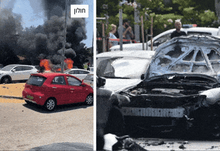 פיצוץ רכב בחולון ויפו (צילום: רשתות חברתיות, שימוש לפי סעיף 27 א')