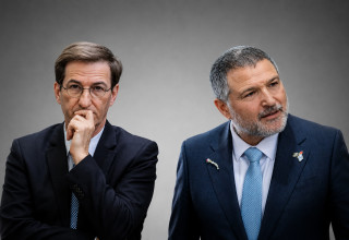 בועז ביסמוט, דוד זיני (צילום: חיים גולדברג פלאש 90,איור: מעריב אונליין)
