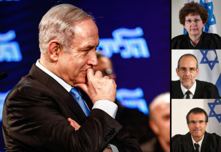 השופטים במשפט נתניהו רבקה פרידמן־פלדמן, משה בר־עם ועודד שחם (צילום: פול עמית שאבי)