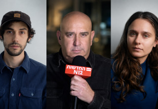 דניאל שפירא, מיכאל שוורץ, ניר דבורי (צילום: ויטלי פרידלנד, דניאל שפירא, צילום מסך ערוץ 12)