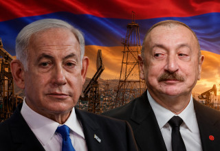 אילהם אלייב ובנימין נתניהו (צילום: Sean Gallup/Getty Images,LUDOVIC MARIN/AFP via Getty Images,Oleg Nikishin/Getty Images)