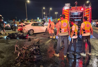 תאונת דרכים בכביש 57 (צילום: תיעוד מבצעי מד"א)