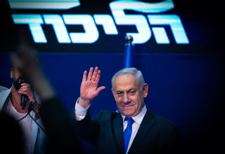 נתניהו בבחירות 2020 (צילום: Olivier Fitoussi/Flash90)