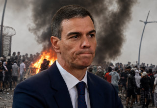 פדרו סנצ'ס והמהומות במובלעת הספרדית (צילום:  Carlos Alvarez/Getty Images, Abdel Majid BZIOUAT / AFP via Getty Images)