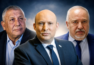 אביגדור ליברמן, נפתלי בנט, גדי איזנקוט (צילום: פלאש 90)