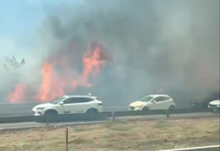 שריפה מתפשטת באזור יער בן שמן סמוך לכביש 6 (צילום: צילום מסך רשת X)