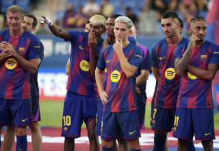 שחקני ברצלונה (צילום: JOSEP LAGO/AFP via Getty Images)