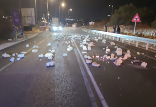 אבנים על הכביש (צילום: שימוש לפי סעיף 27א')