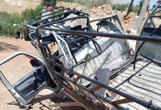 תקיפת משאית סמוך לדמשק (צילום: רשתות ערביות)