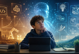 ילד ובינה מלאכותית (צילום: AI)