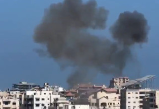 פיצוצים במערב העיר עזה (צילום: שימוש לפי סעיף 27א',צילום מסך רשת X)