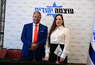 טלי גוטליב ואיתמר בן גביר במסיבת העיתונאים (צילום: אבשלום ששוני)