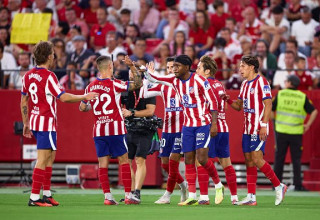 שחקני אתלטיקו מדריד חוגגים (צילום: Getty Images Sport)