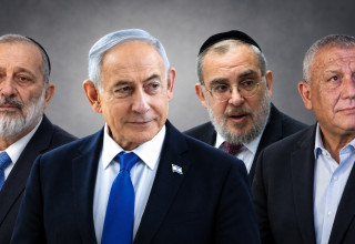 גדי איזנקוט, יעקב אשר, בנימין נתניהו, אריה דרעי (צילום: פלאש 90)