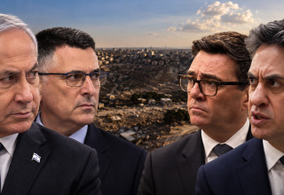 אד מיליבנד, אנדי ברנהאם, גדעון סער, בנימין נתניהו, E1 (צילום: בינה מלאכותית)