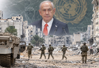 חיילים בעזה ונתניהו באו"ם ברקע (צילום: REUTERS,בינה מלאכותית)