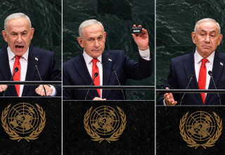 נאום בנימין נתניהו באו"ם (צילום: TIMOTHY A. CLARY / AFP via Getty Image)